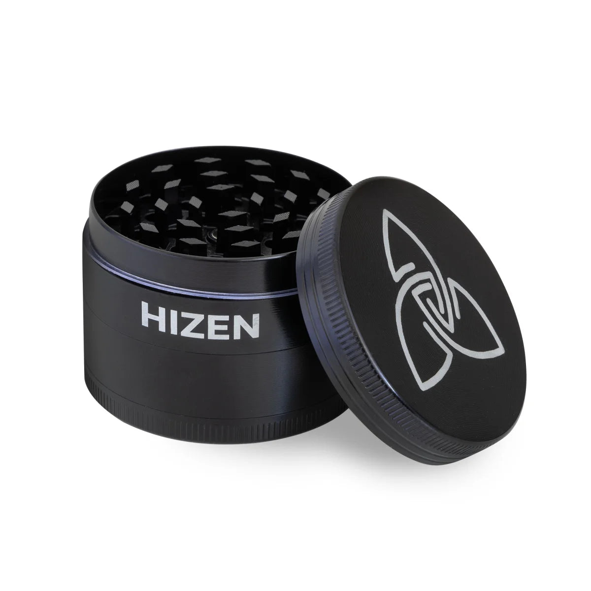 Hizen Basic Grinder schwarz Frontansicht offen