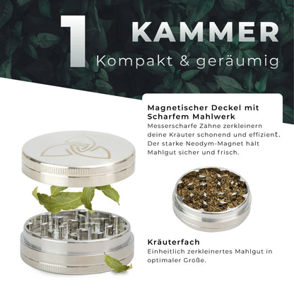 Hizen Edelstahl Kräutermühle 2 Teilig Fächer Closeup