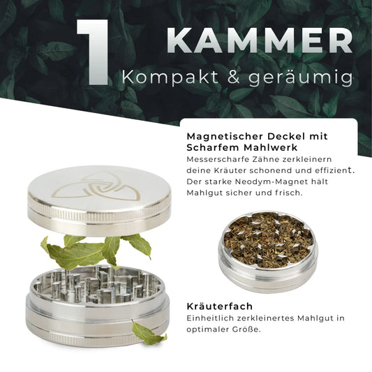 Hizen Edelstahl Kräutermühle 2 Teilig Fächer Closeup