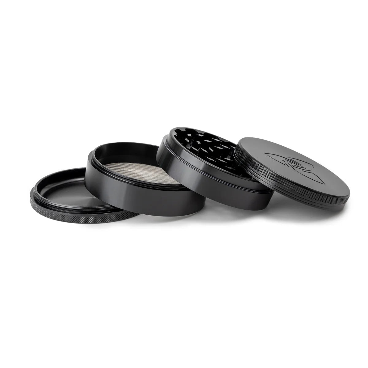 Hizen Alu Grinder 4 Teilig mit Pollensieb schwarz Siebe