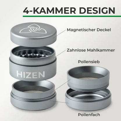 Hizen Grinder Alu ohne Zähne Silber 63mm Datenblatt