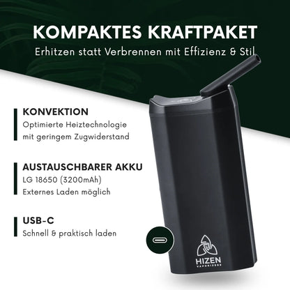 Hizen Nanu V2 Vaporizer Schwarz Datenblatt Akku