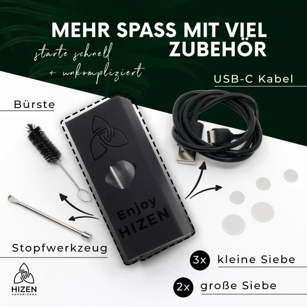 Hizen Stilus Pro Max schwarz Lieferumfang
