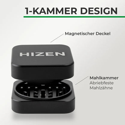 Hizen Viereckiger Grinder 66 mm schwarz kammer design