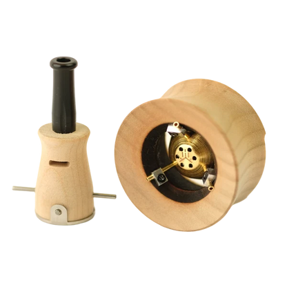 Inhale Vaporizer Vapman Click Pure aus Kirschholz stehend und liegend nebeneinander