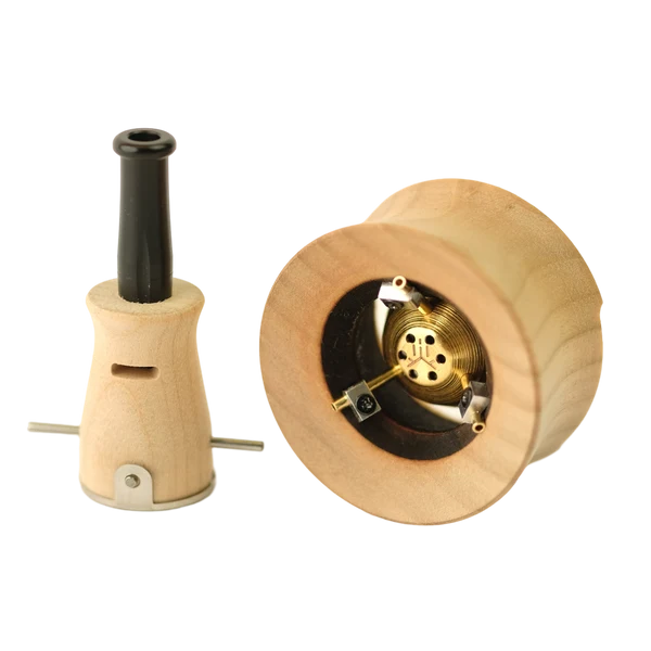 Inhale Vaporizer Vapman Click Pure aus Kirschholz stehend und liegend nebeneinander