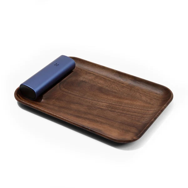 Pax Walnuss Holz Tablett Rolling Tray Frontansicht mit Vaporizer