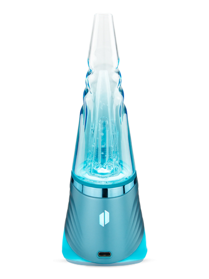 Rückseite des Puffco Peak Pro 3DXL Glacier E-Rigs mit Verlaufsglas