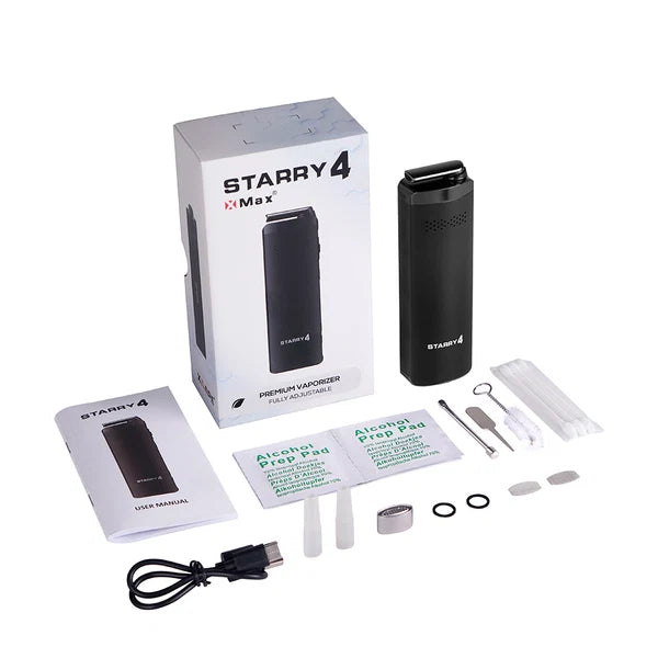 XMax Starry 4 Konduktionsvaporizer in schwarz Lieferumfang aufgestellt