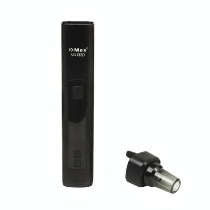 XMax V4-Pro Vaporizer in schwarz stehend Füllkammer offen